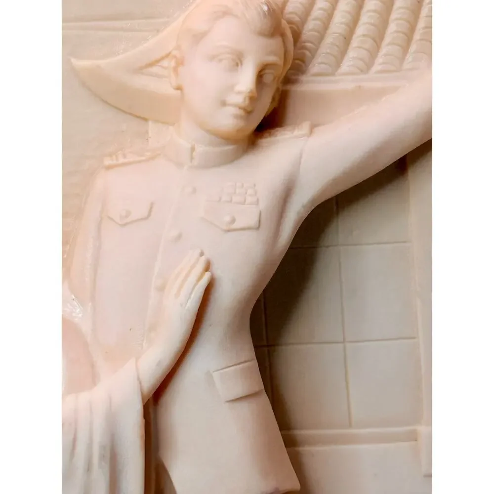 Gino Ruggeri Madama Butterfly Di Volteradici Alabaster Relief Wall Plaque Italy
